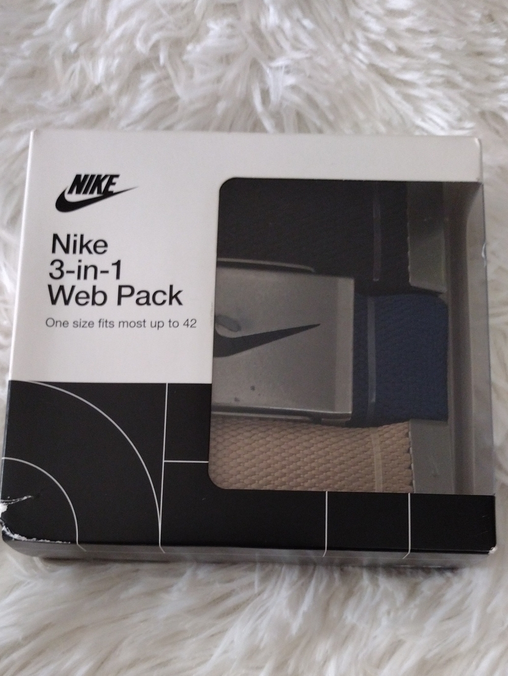 Nike 3-in-1 Web Pack Belt Set - Navy & Tan/Black...New